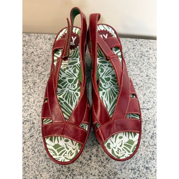 Fly London Red Wedge Sandals with Slingback Design Womens Size 40 - Picture 1 of 6
